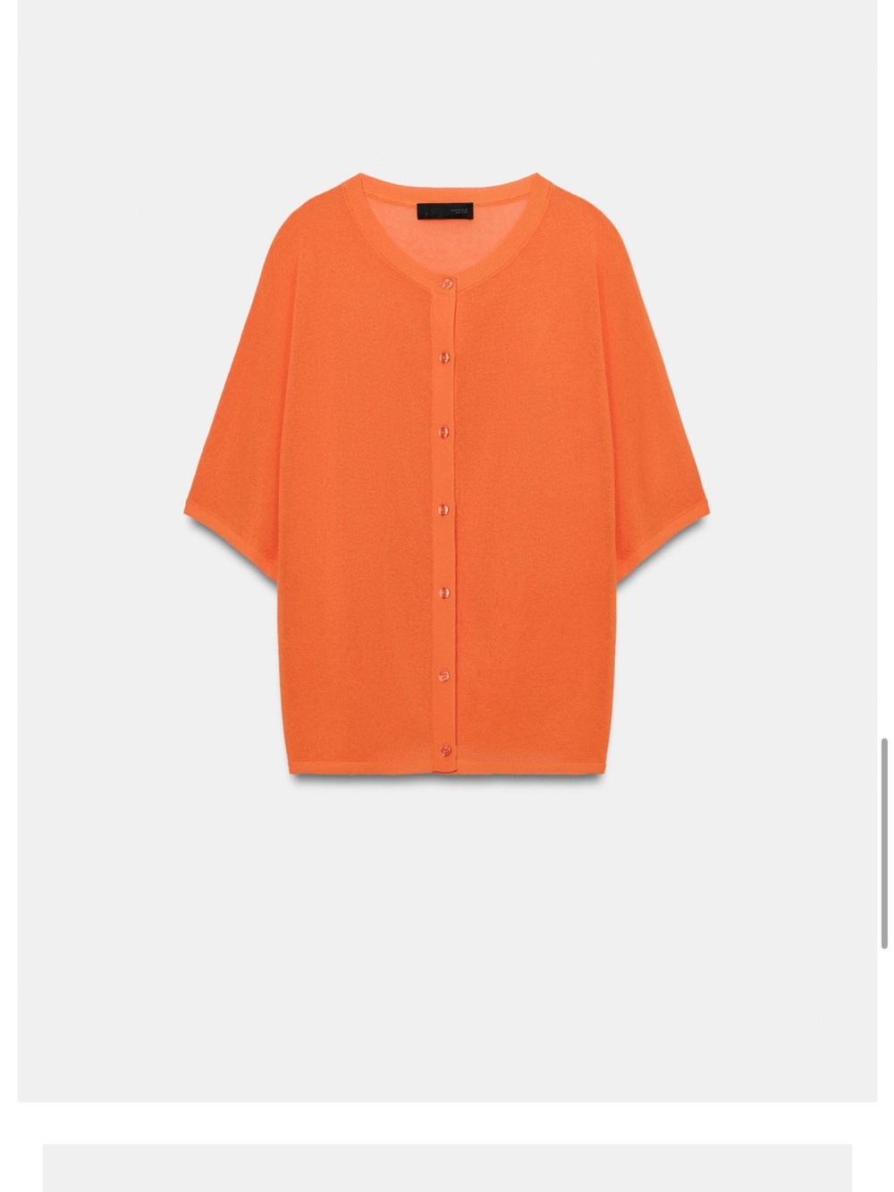 Zara Bright Orange Button-Front Short Sleeve Cardigan size M